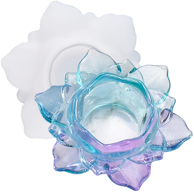 Tea Light Holder Epoxy Resin Silicone Mold Blossom Lotus