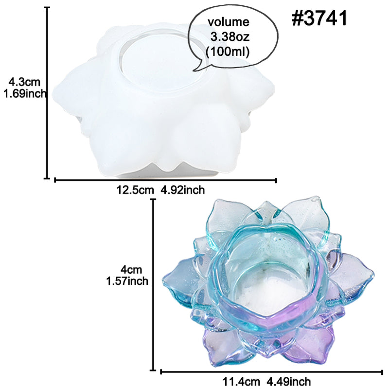 Tea Light Holder Epoxy Resin Silicone Mold Blossom Lotus