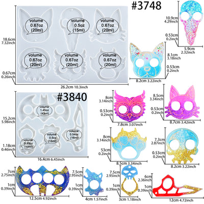 Defense Keychain Epoxy Silicone Molds 2-count 10-shape Animal|Paw|Skull