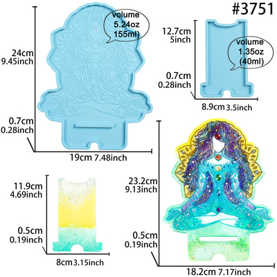 Chakra Goddess Phone Stand Resin Silicone Mold 9.45x7.48inch