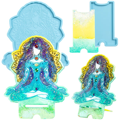 Chakra Goddess Phone Stand Resin Silicone Mold 9.45x7.48inch