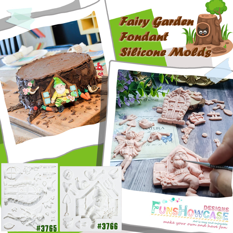 Fairy Garden Fondant Silicone Molds Elf Gnome Home Out The Door and Window 27-cavity 0.3-3.3inch