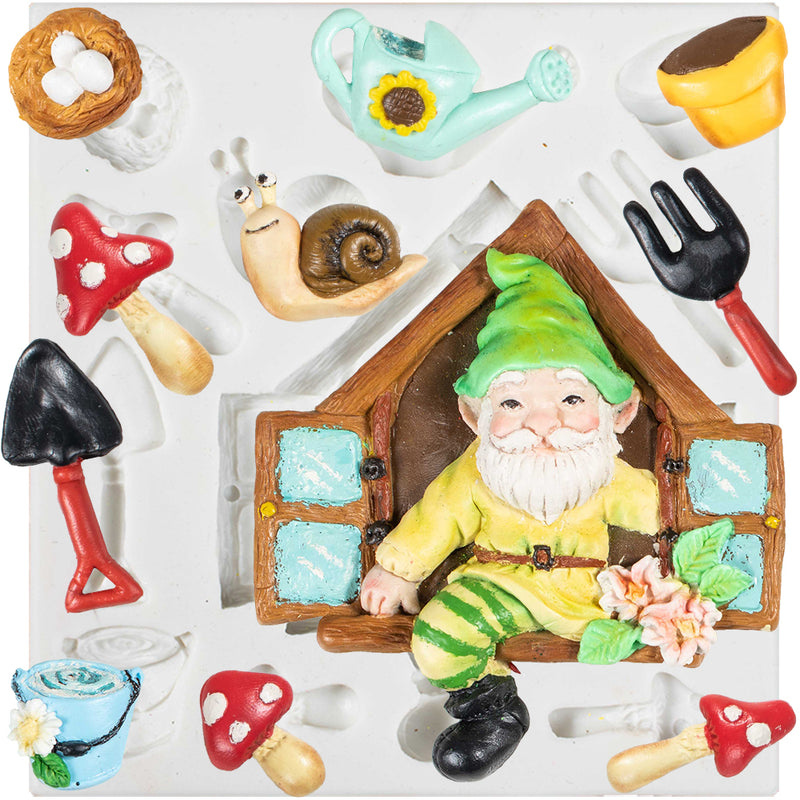 Fairy Garden Fondant Silicone Mold Gnome Home Out The Window 11-cavity 0.3-3.3inch