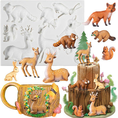 Woodland Animal Fondant Silicone Mold 7-Shape 1-3.3inch