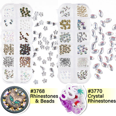 Rhinestones Epoxy Resin Filler Supplies 6-Box 72 Styles Diamond|Crushed Gemstones|Holographic Glitter|Iridescent Confetti