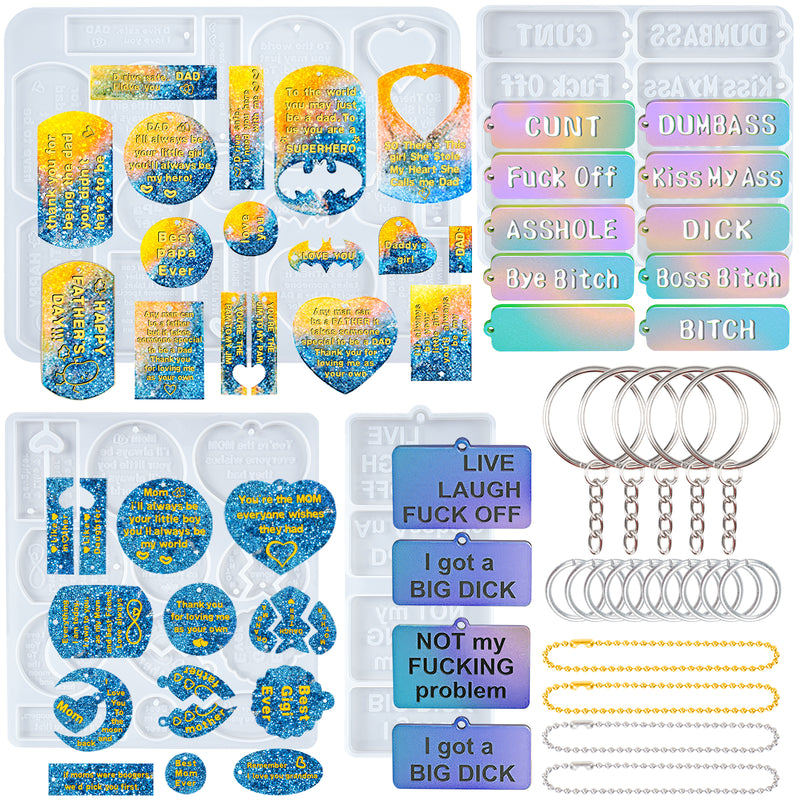 Resin Molds Silicone Keychain Jewelry Casting Set of 23-kit