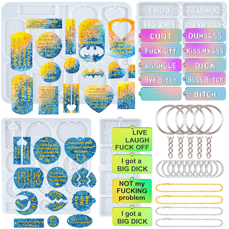 Resin Molds Silicone Keychain Jewelry Casting Set of 23-kit