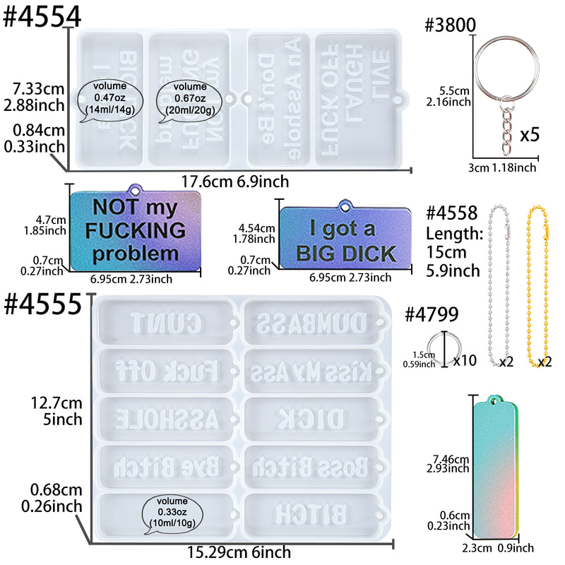 Resin Molds Silicone Keychain Jewelry Casting Set of 23-kit