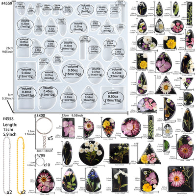 Resin Molds Silicone Keychain Jewelry Casting Set of 24-kit