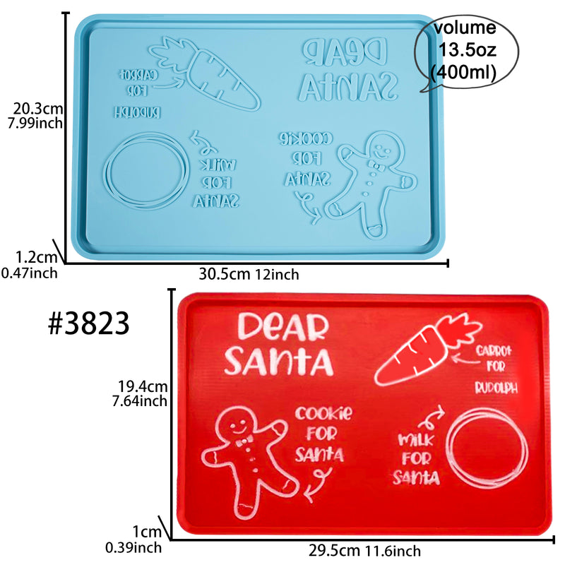 Santa Cookie Plate Epoxy Resin Silicone Mold Large 11.6x7.6inch