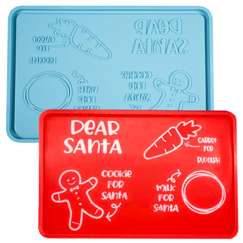 Santa Cookie Plate Epoxy Resin Silicone Mold Large 11.6x7.6inch