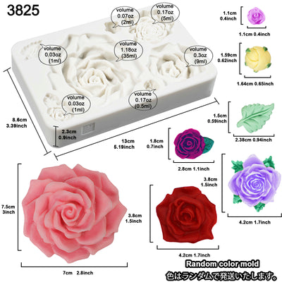 Large Roses and Flower Bud Fondant Candy Silicone Mold