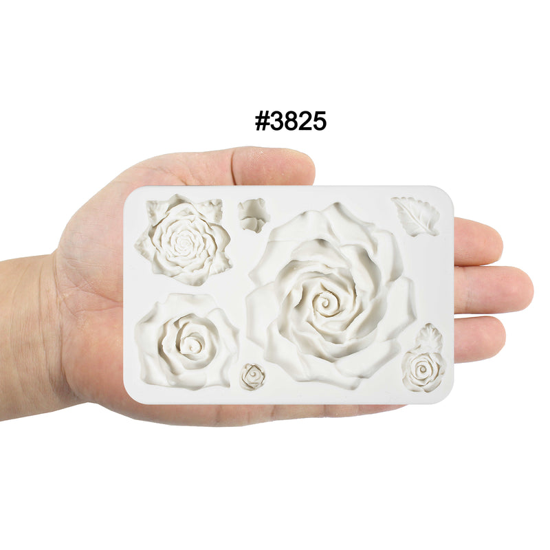 Large Roses and Flower Bud Fondant Candy Silicone Mold