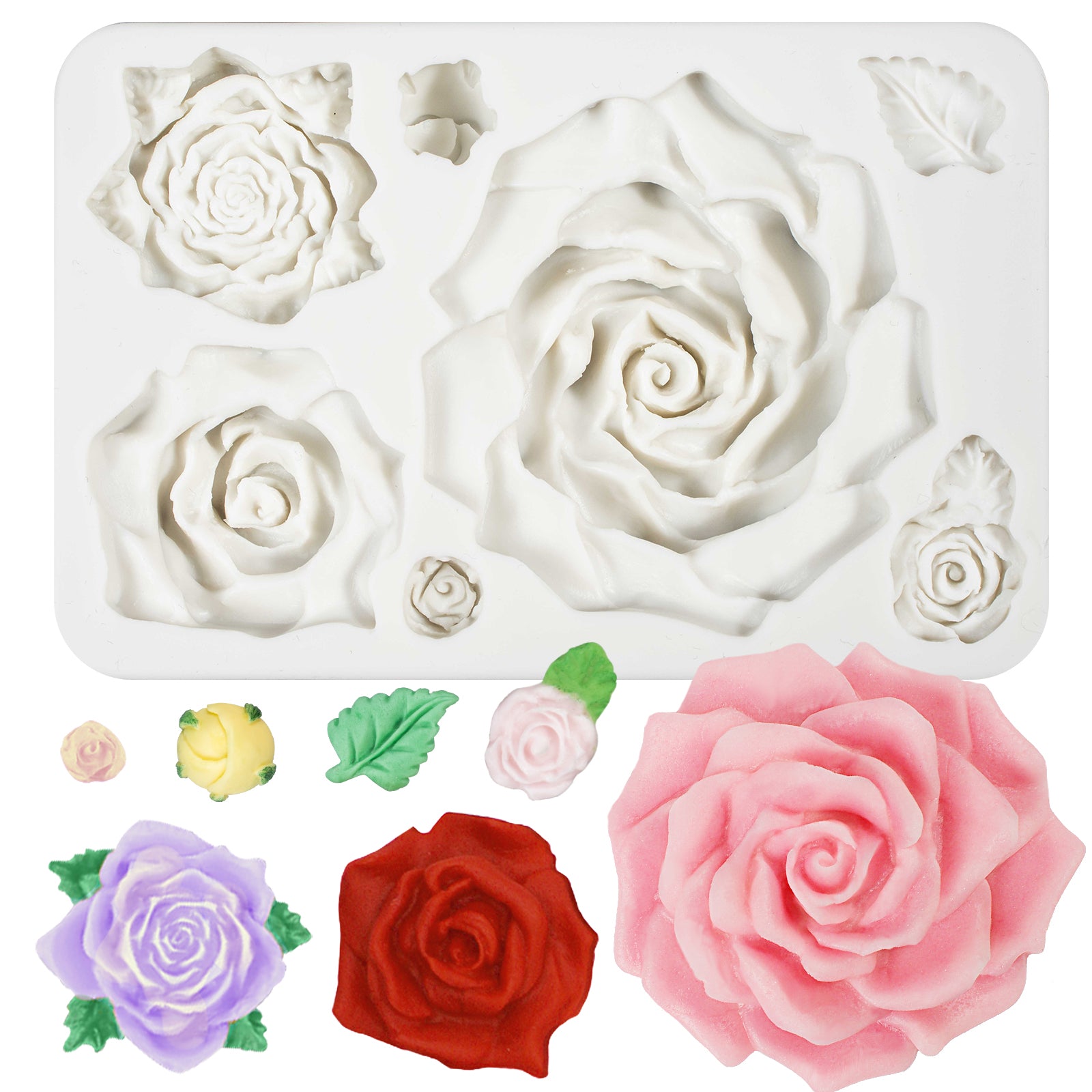 Funshowcase Assorted Blooming Roses Fondant Silicone Mold