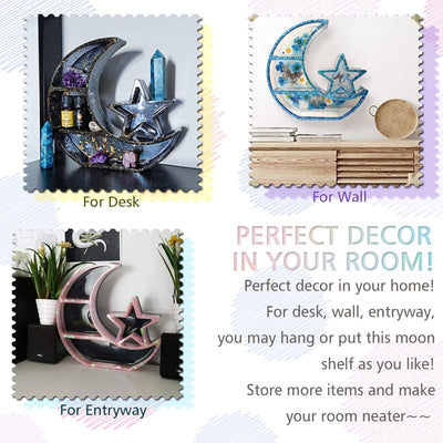 Crescent Moon Shelf Epoxy Resin Silicone Molds Crystal Display Tray DIY 2-Bundle Set