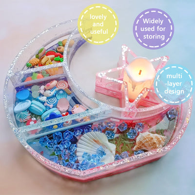 Crescent Moon Shelf Epoxy Resin Silicone Molds Crystal Display Tray DIY 2-Bundle Set