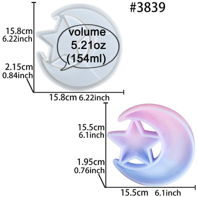 Crescent Moon Display Tray Epoxy Resin Silicone Mold 6.1x6.1x0.76inch