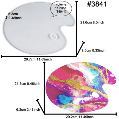 Paint Tray Palette Epoxy Resin Silicone Mold with Thumb Hole, Oval 11.5x8.5inch