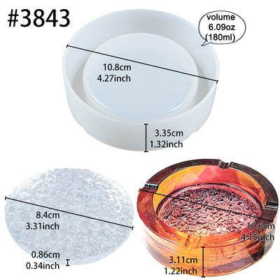 Round Ashtray Epoxy Resin Silicone Mold with Diamond Base 4.2inch
