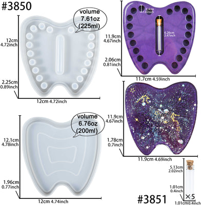 Baby Tooth Box Epoxy Resin Silicone Molds with 5 Lanugo Bottles