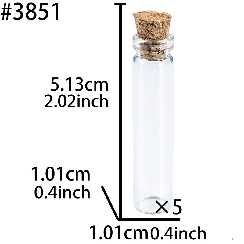 Clear Glass Lanugo Bottles with Cork 5-Bundle