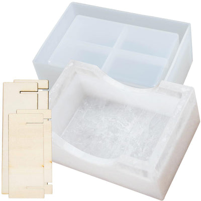 Coaster Holder Epoxy Resin Silicone Mold with Fixed Frame 4x2.7x1.5inch