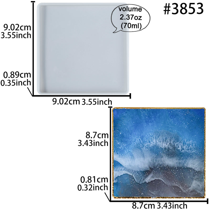 Square Coaster Epoxy Resin Silicone Mold 3.43inch