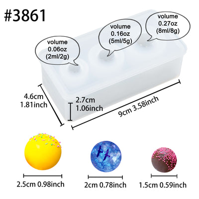 Sphere Silicone Molds Epoxy Casting UV Resin Jewelry Making Craft Chocolate Candy Pan 3 Sizes Mini Ball Shape Assortment 1inch 0.8inch 0.6inch One-piece