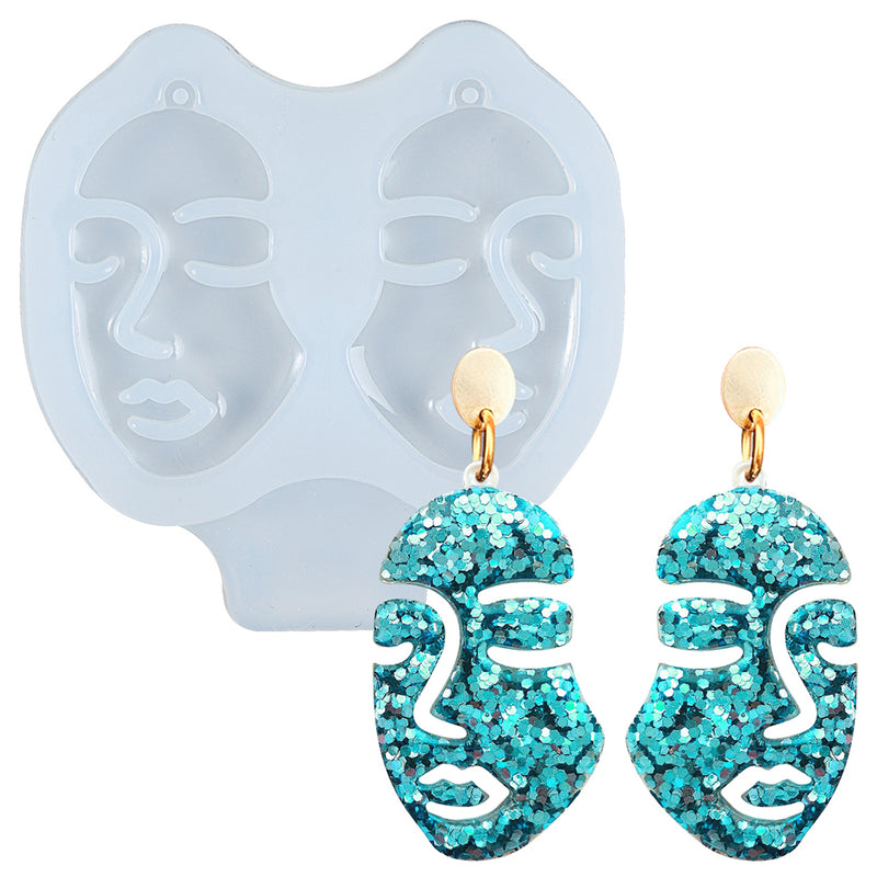 Abstract Woman Face Earring Resin Silicone Mold