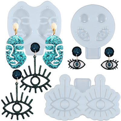 Evil Eye Earring Resin Silicone Molds with Woman Face Dangle 3-Bundle