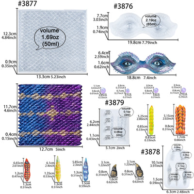 Dragon Epoxy Resin Silicone Molds Set Scales Skin Eyes Claws Dorsal Fins
