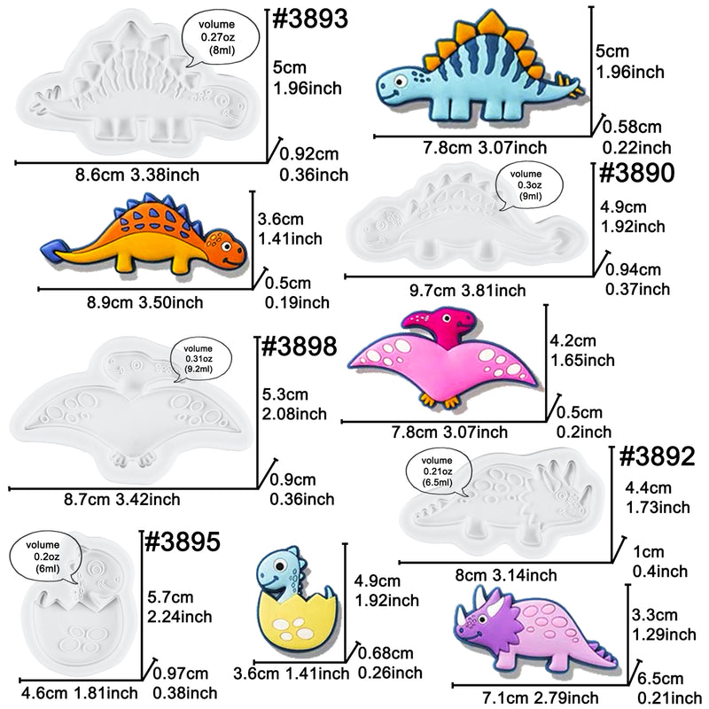 Dinosaur Fondant Silicone Molds 11-Bundle 1.4-3.5inch