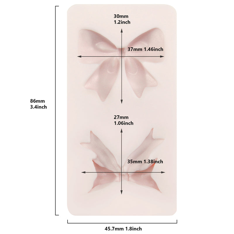 Mini Ribbon Bow Fondant Silicone Mold 2-Cavity