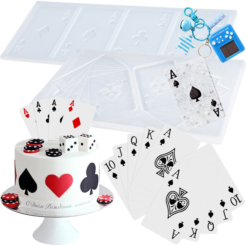 Casino Playing Cards 4 Aces Poker Suits and Four of a Kind Silicone Molds Pack of 2