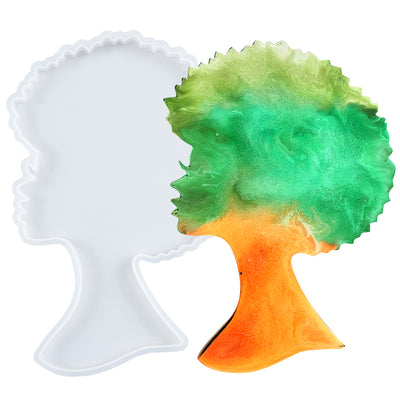 African Girl Head Resin Epoxy Silicone Mold 5.5x8x0.3-inch