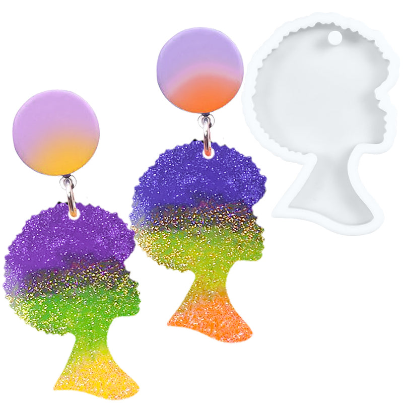 African Girl Head Resin Epoxy Silicone Mold 5.5x8x0.3-inch