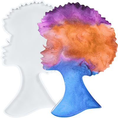 African Girl Head Resin Epoxy Silicone Mold 5.5x8x0.3-inch
