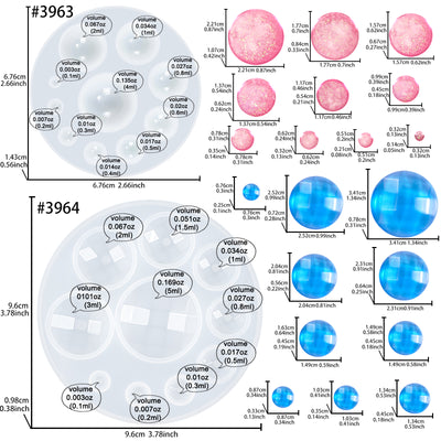 Mini Dome Cabochon Gemstone Pastry Silicone Molds 2 Bundle