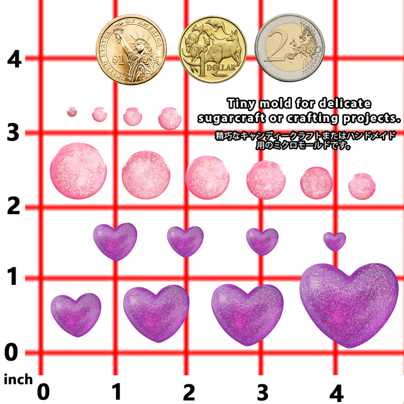 Cabochon Gemstone Epoxy Resin Casting Silicone Molds Heart Dome Shapes 2 in Set