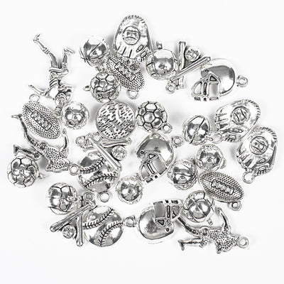 Sports Charms Bulk 30 Mixed For Jewelry Making Pendant Keychain DIY