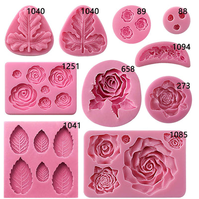 Assorted Rose and Leaf Fondant Silicone Mold Set