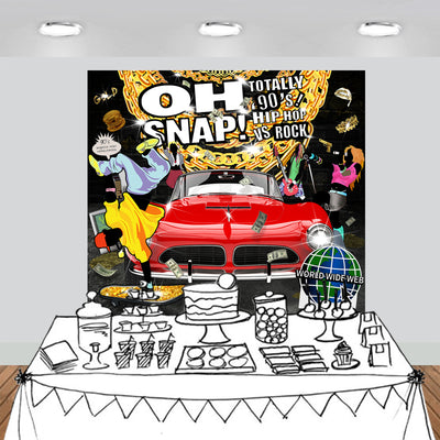 90s Hip Hop vs Rock Party Backdrop 8x8 feet