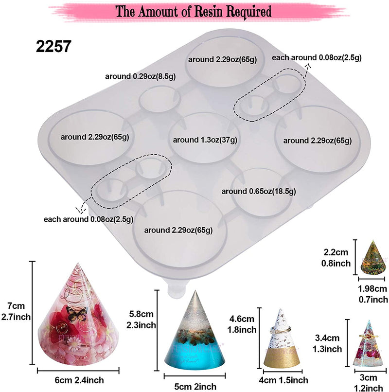 Pyramid Cone Cube Geometric Resin Casting Molds Set of 55-kit