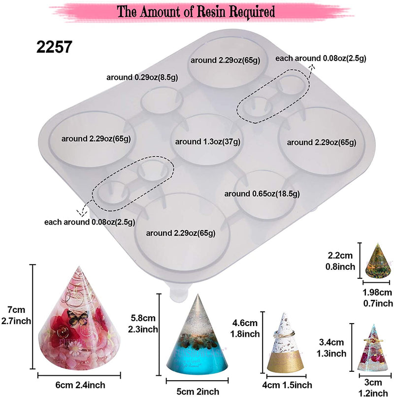 Pyramid Cone Cube Geometric Resin Casting Molds Set of 57-kit