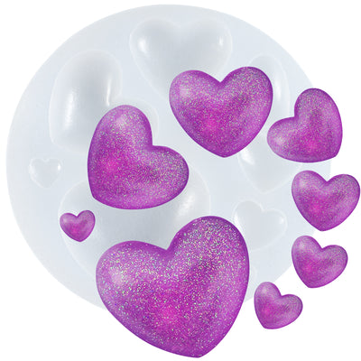 Assorted Hearts Gemstones Fondant Silicone Mold