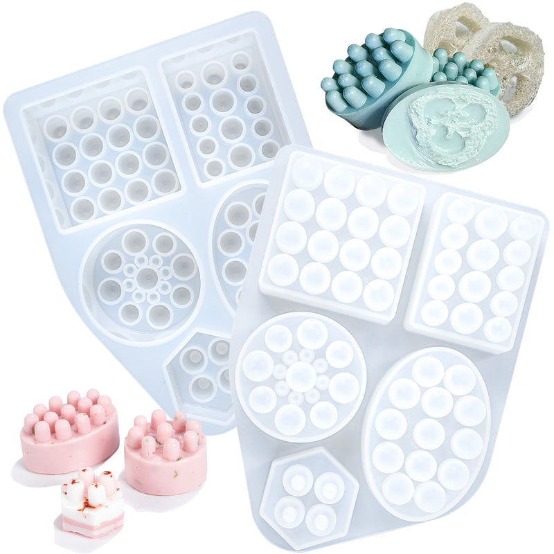 Funshowcase Massage Bar Soap Silicone Molds Pack of 2 10-Cavity Assortment