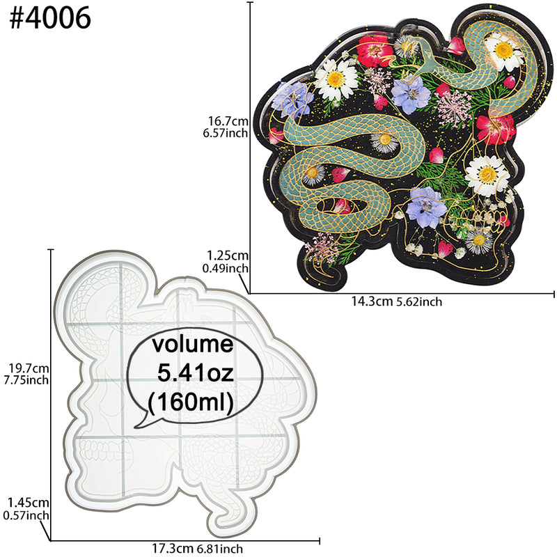 Skull with Snake Rolling Tray Resin Silicone Mold