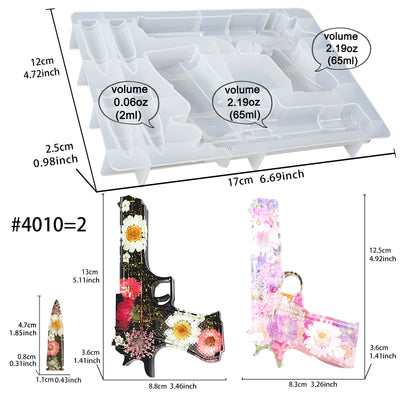 Ice Cube Trays Gun and Bullet Shape Resin Casting Silicone Molds 2-set