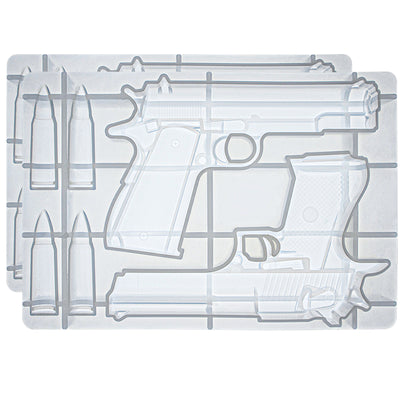 Ice Cube Trays Gun and Bullet Shape Resin Casting Silicone Molds 2-set