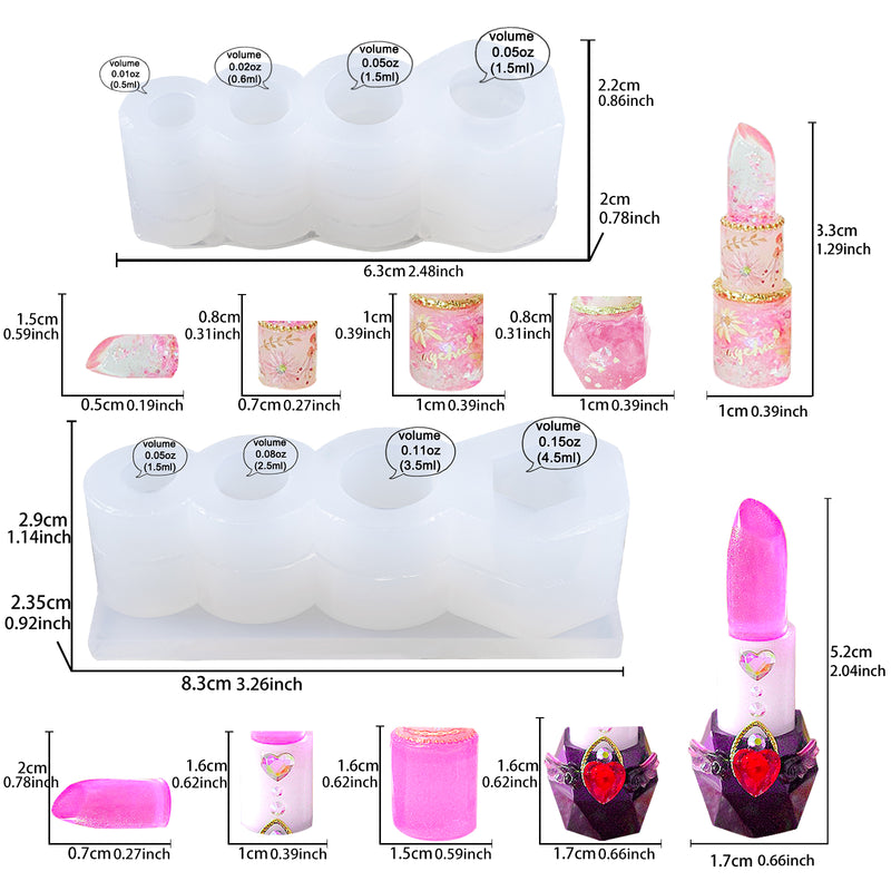 Lipstick Tubes Balm Container UV Resin Epoxy Silicone Molds 2-count